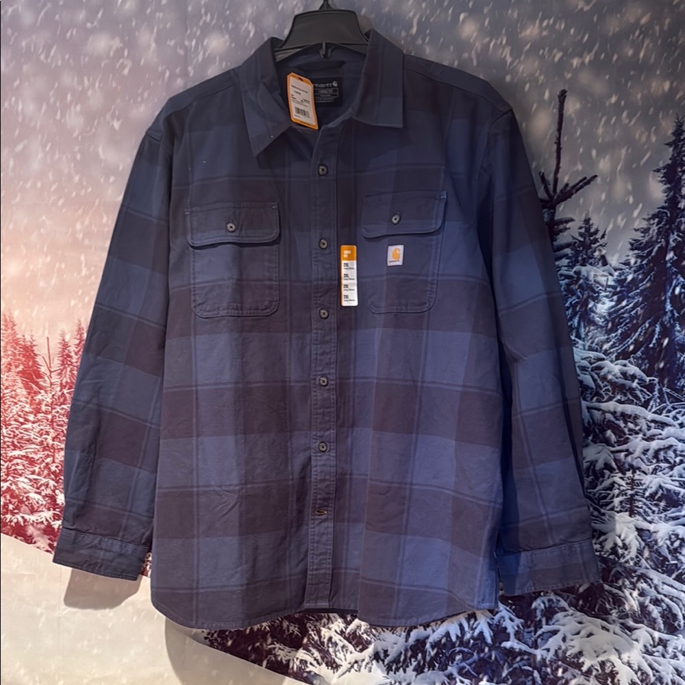 Carhartt Blue Plaid Button-Up Shirt